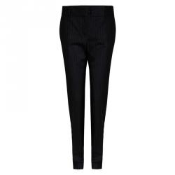 Pre Owned Dolce & Gabbana Black Wool Pinstriped Trousers S