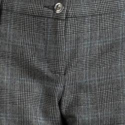 Pre Owned Dolce and Gabbana Grey Wool Glen Plaid Checked Trousers M