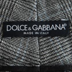 Pre Owned Dolce and Gabbana Grey Wool Glen Plaid Checked Trousers M