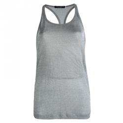 Pre Owned Dolce And Gabbana Grey Metallic Lurex Knit Tank Top M