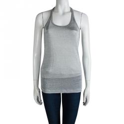 Pre Owned Dolce And Gabbana Grey Metallic Lurex Knit Tank Top M