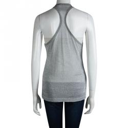 Pre Owned Dolce And Gabbana Grey Metallic Lurex Knit Tank Top M