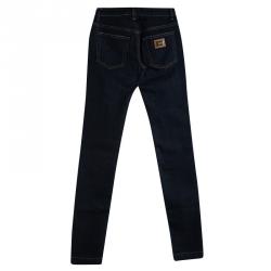 Pre Owned Dolce and Gabbana Indigo Dark Wash Denim Fitted Cute Jeans XS