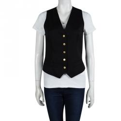 Pre Owned صديري دولتشي أند غابانا أسود بطانة نقشة الفهد مجسم M