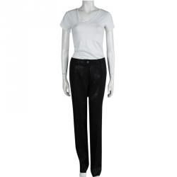 Pre Owned Dolce And Gabbana Black High Waist Wide Leg Trousers L