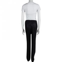 Pre Owned Dolce And Gabbana Black High Waist Wide Leg Trousers L
