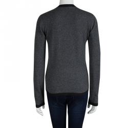 Pre Owned Dolce And Gabbana Grey Cashmere Embellished Logo Detail Sweater M