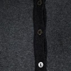 Pre Owned Dolce And Gabbana Grey Cashmere Embellished Logo Detail Sweater M