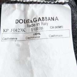 Pre Owned Dolce And Gabbana Grey Cashmere Embellished Logo Detail Sweater M