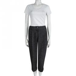 Pre Owned Dolce And Gabbana Grey Tweed Cropped Pants M