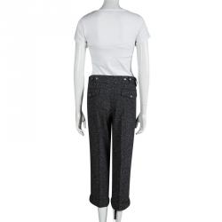 Pre Owned Dolce And Gabbana Grey Tweed Cropped Pants M