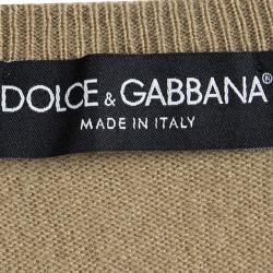 Pre Owned Dolce And Gabbana Brown Cashmere Embellished Sweater M