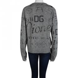 Pre Owned Dolce And Gabbana Grey Argyle Pattern Sweater M