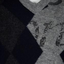 Pre Owned Dolce And Gabbana Grey Argyle Pattern Sweater M