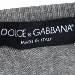 Pre Owned Dolce And Gabbana Grey Argyle Pattern Sweater M