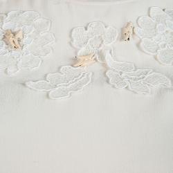 مملوكة مسبقًا Dolce and Gabbana Cream Lace Applique Detail Top M