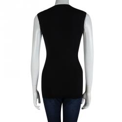 Pre Owned Dolce and Gabbana Black Wool Ribbed Sleeveless Top M