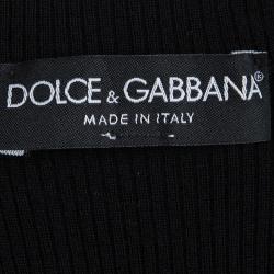 Pre Owned Dolce and Gabbana Black Wool Ribbed Sleeveless Top M
