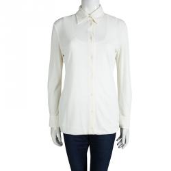 مملوكة مسبقًا قميص دولتشي أند غابانا تريكو كريمي طبقتين أكمام طويلة M