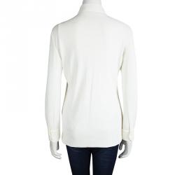 مملوكة مسبقًا قميص دولتشي أند غابانا تريكو كريمي طبقتين أكمام طويلة M