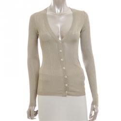 Pre Owned Dolce & Gabbana Beige Knit Cardigan S