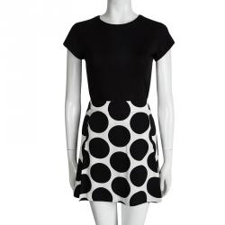 مملوكة مسبقًا Dolce and Gabbana Monochrome Silk Polka Dot Mini Skirt M
