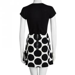 مملوكة مسبقًا Dolce and Gabbana Monochrome Silk Polka Dot Mini Skirt M