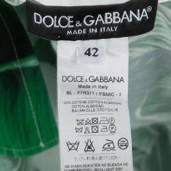 Pre Owned Dolce and Gabbana Green Leaf Printed Cotton Short Sleeve Top M