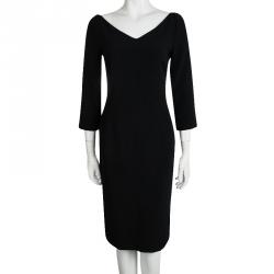 مملوكة مسبقًا فستان دولتشي أند غابانا أسود رقبة حرف V أكمام طويلة M