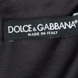 Pre Owned فستان دولتشي أند غابانا أسود مورد مطبوع بلا أكمام M