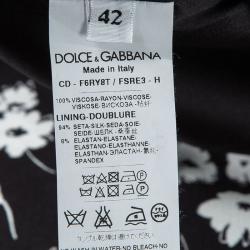 Pre Owned فستان دولتشي أند غابانا أسود مورد مطبوع بلا أكمام M