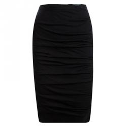 Pre Owned Dolce & Gabbana Black Knit Ruched Draped Skirt M