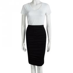 Pre Owned Dolce & Gabbana Black Knit Ruched Draped Skirt M
