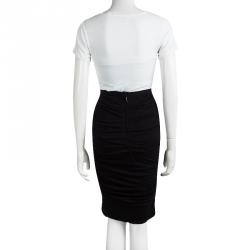 Pre Owned Dolce & Gabbana Black Knit Ruched Draped Skirt M