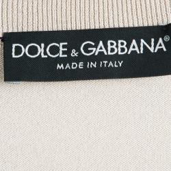 Pre Owned Dolce and Gabbana Beige Ribbed Trim Detail Long Sleeve Sweater M
