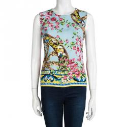 Pre Owned Dolce and Gabbana Multicolor Floral Printed Sleeveless Top S