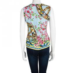 Pre Owned Dolce and Gabbana Multicolor Floral Printed Sleeveless Top S