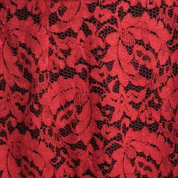 Pre Owned Dolce and Gabbana Red Lace Scalloped Bottom Skirt S