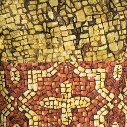 Pre Owned Dolce and Gabbana Multicolor Mosaic Printed Wool Strapless Dress M