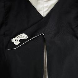 Pre Owned Dolce and Gabbana Black Lace Detail Corset Style Cropped Jacket L