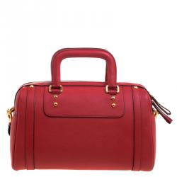 Pre Owned Dolce and Gabbana Red Leather Miss Easy Way Boston Bag
