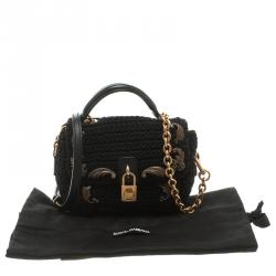 مملوكة مسبقًا Dolce and Gabbana Black Crochet Padlock Crossbody Bag