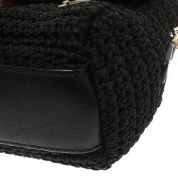 مملوكة مسبقًا Dolce and Gabbana Black Crochet Padlock Crossbody Bag