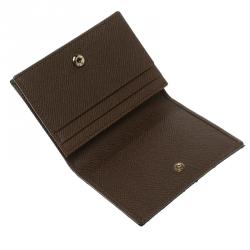 مملوكة مسبقًا Dolce and Gabbana Brown Leopard Print Leather Flap Card Holder
