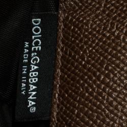 مملوكة مسبقًا Dolce and Gabbana Brown Leopard Print Leather Flap Card Holder