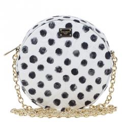 Dolce and Gabbana Graphic Polka Dot Fabric Brocade Round Glam Crossbody