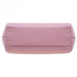 Pre Owned Dolce and Gabbana Pink Leather Large Miss Sicily Tote