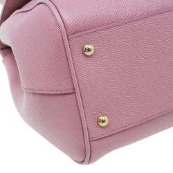 Pre Owned Dolce and Gabbana Pink Leather Large Miss Sicily Tote