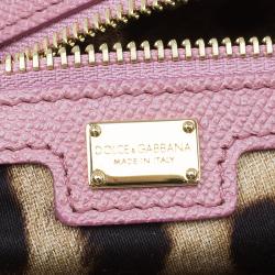 Pre Owned Dolce and Gabbana Pink Leather Large Miss Sicily Tote