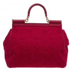 Pre Owned حقيبة دولتشي أند غابانا ميس سيسيلي وردة كروشيه حمراء كبيرة